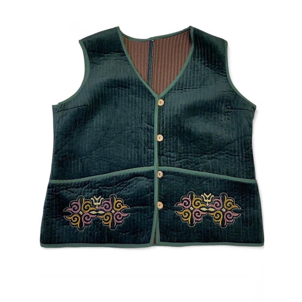 Bohemian Embroidered Velvet Traditional Kazakh Ethnic Travel Quilted Vest